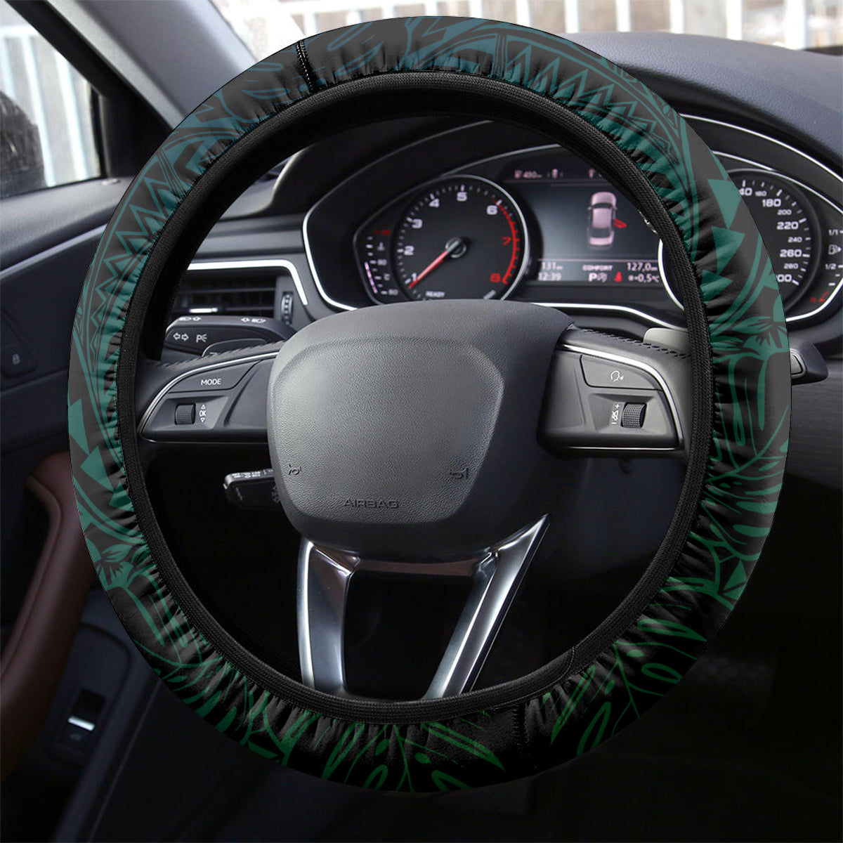 Hawaii Humuhumu Reef Triggerfish Steering Wheel Cover Turquoise With Plumeria LT05 - Polynesian Pride