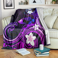 Hawaii Humuhumu Reef Triggerfish Blanket Violet With Plumeria LT05 - Polynesian Pride