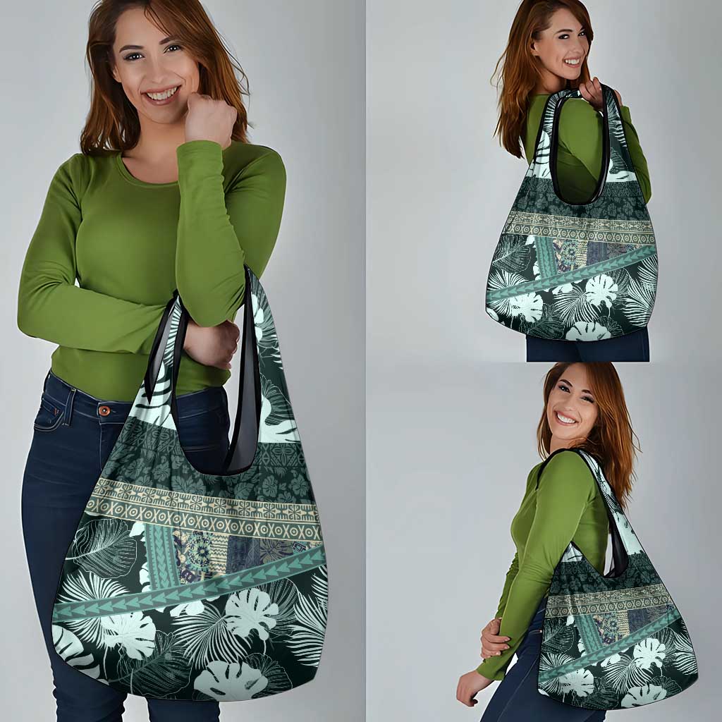 Hawaii Plant Kalo Grocery Bag Hawaiian Tapa Pattern