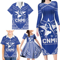 Northern Mariana Islands Family Matching Long Sleeve Bodycon Dress and Hawaiian Shirt Chamorro Warrior Tribal Pattern LT05 - Polynesian Pride