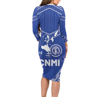 Northern Mariana Islands Family Matching Long Sleeve Bodycon Dress and Hawaiian Shirt Chamorro Warrior Tribal Pattern LT05 - Polynesian Pride