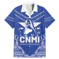 Northern Mariana Islands Family Matching Mermaid Dress and Hawaiian Shirt Chamorro Warrior Tribal Pattern LT05 Dad's Shirt - Short Sleeve Blue - Polynesian Pride