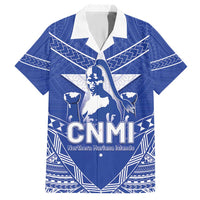 Northern Mariana Islands Family Matching Short Sleeve Bodycon Dress and Hawaiian Shirt Chamorro Warrior Tribal Pattern LT05 Dad's Shirt - Short Sleeve Blue - Polynesian Pride