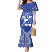 Northern Mariana Islands Mermaid Dress Chamorro Warrior Tribal Pattern LT05 Women Blue - Polynesian Pride