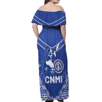 Northern Mariana Islands Off Shoulder Maxi Dress Chamorro Warrior Tribal Pattern
