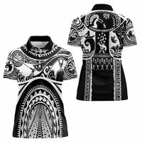 Polynesia Maui Tattoo Inspired Women Polo Shirt Black Version