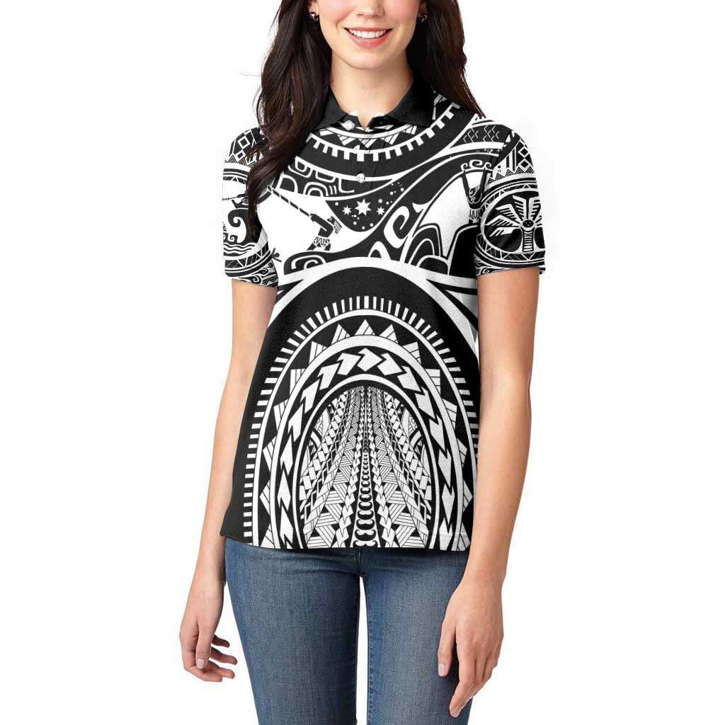 Polynesia Maui Tattoo Inspired Women Polo Shirt Black Version