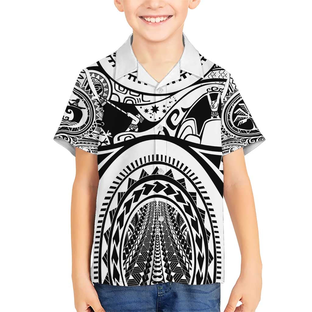 Polynesia Maui Tattoo Inspired Kid Hawaiian Shirt White Version