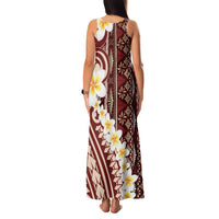 Red Vintage Tonga Ngatu Pattern With Plumeria Family Matching Tank Maxi Dress and Hawaiian Shirt LT05 - Polynesian Pride