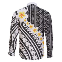 Black Vintage Tonga Ngatu Pattern With Plumeria Family Matching Long Sleeve Bodycon Dress and Hawaiian Shirt LT05 - Polynesian Pride