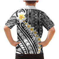 Black Vintage Tonga Ngatu Pattern With Plumeria Family Matching Mermaid Dress and Hawaiian Shirt LT05 - Polynesian Pride