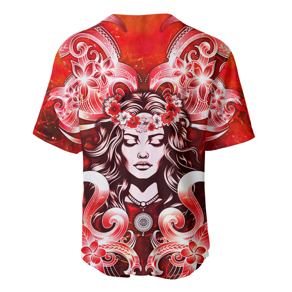 Hawaii Goddess Of Fire Madame Pele Baseball Jersey Polynesian Style LT05 - Polynesian Pride