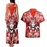 Hawaii Goddess Of Fire Madame Pele Couples Matching Tank Maxi Dress and Hawaiian Shirt Polynesian Style LT05 - Polynesian Pride