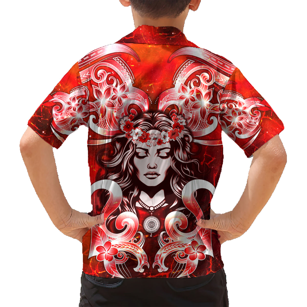 Hawaii Goddess Of Fire Madame Pele Kid Hawaiian Shirt Polynesian Style LT05 - Polynesian Pride