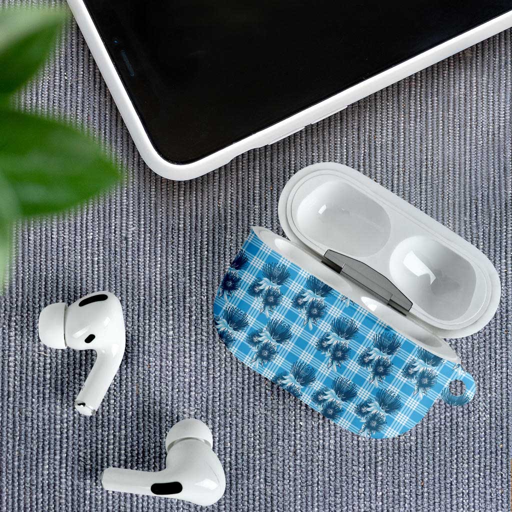 Blue Palaka Hawaii AirPods Case Hawaiian Lehua Blossoms