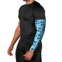 Blue Palaka Hawaii Arm Sleeves Hawaiian Lehua Blossoms