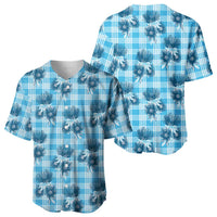 Blue Palaka Hawaii Baseball Jersey Hawaiian Lehua Blossoms