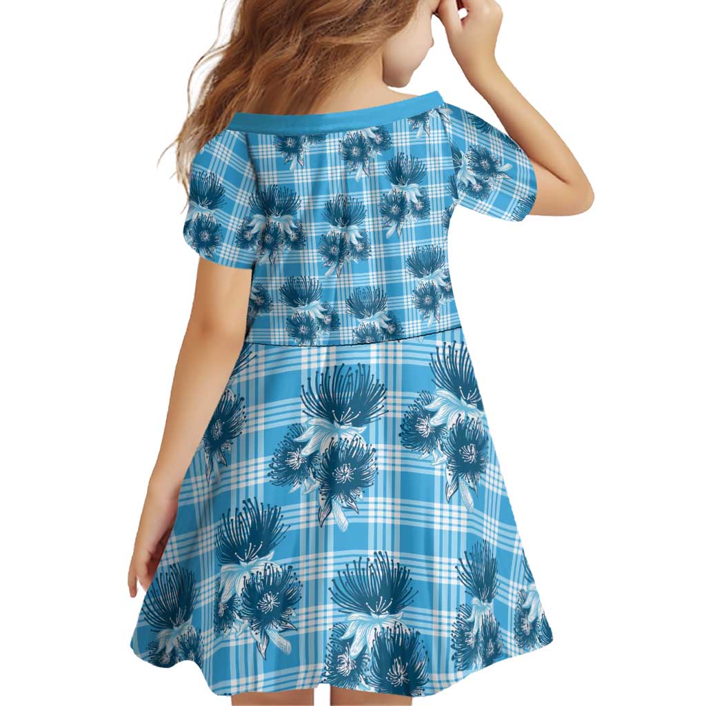 Blue Palaka Hawaii Family Matching Mermaid Dress and Hawaiian Shirt Hawaiian Lehua Blossoms LT05 - Polynesian Pride