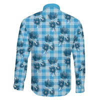 Blue Palaka Hawaii Family Matching Off Shoulder Short Dress and Hawaiian Shirt Hawaiian Lehua Blossoms LT05 - Polynesian Pride