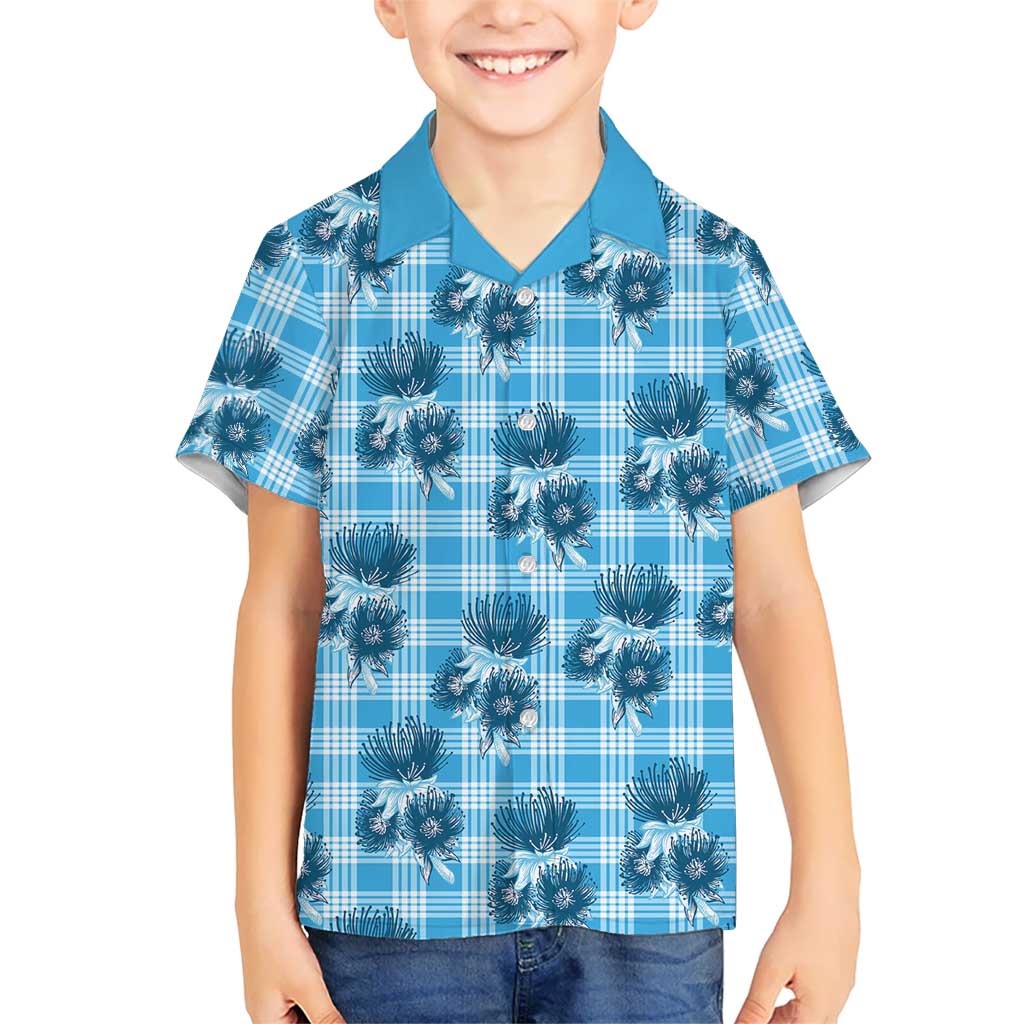Blue Palaka Hawaii Family Matching Summer Maxi Dress and Hawaiian Shirt Hawaiian Lehua Blossoms LT05 Son's Shirt Blue - Polynesian Pride