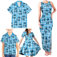 Blue Palaka Hawaii Family Matching Tank Maxi Dress and Hawaiian Shirt Hawaiian Lehua Blossoms LT05 - Polynesian Pride