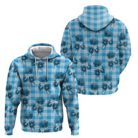 Blue Palaka Hawaii Hoodie Hawaiian Lehua Blossoms