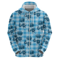 Blue Palaka Hawaii Hoodie Hawaiian Lehua Blossoms