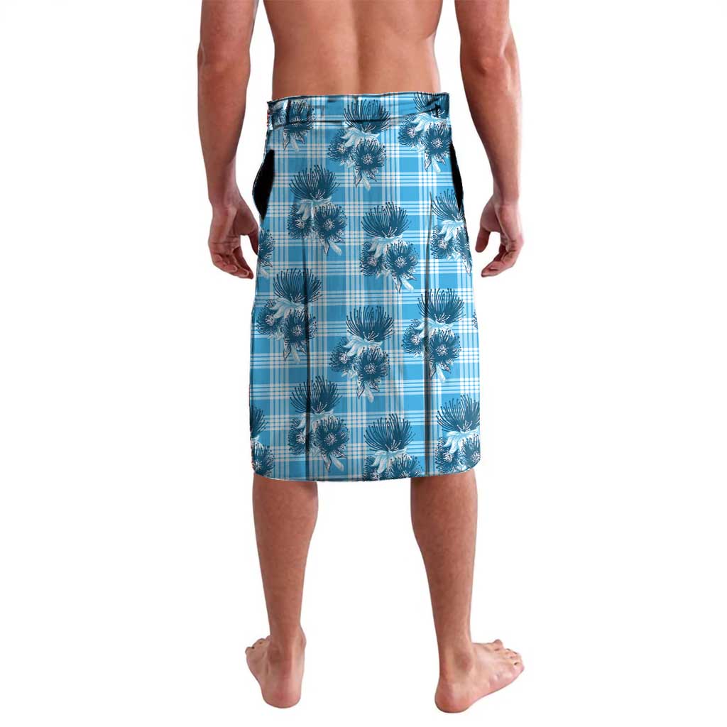 Blue Palaka Hawaii Lavalava Hawaiian Lehua Blossoms