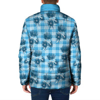 Blue Palaka Hawaii Padded Jacket Hawaiian Lehua Blossoms