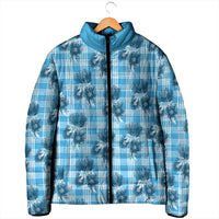 Blue Palaka Hawaii Padded Jacket Hawaiian Lehua Blossoms