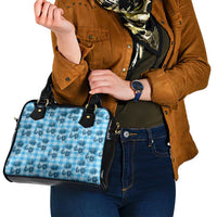 Blue Palaka Hawaii Shoulder Handbag Hawaiian Lehua Blossoms