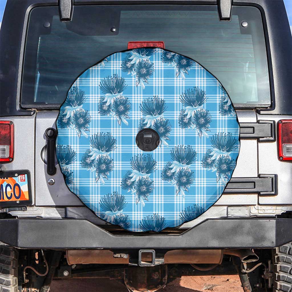 Blue Palaka Hawaii Spare Tire Cover Hawaiian Lehua Blossoms