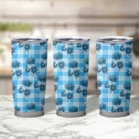 Blue Palaka Hawaii Tumbler Cup Hawaiian Lehua Blossoms