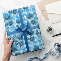 Blue Palaka Hawaii Wrapping Paper Hawaiian Lehua Blossoms
