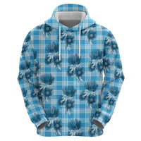 Blue Palaka Hawaii Zip Hoodie Hawaiian Lehua Blossoms
