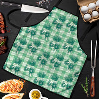 Green Palaka Hawaii Apron Hawaiian Lehua Blossoms