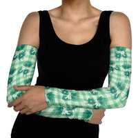 Green Palaka Hawaii Arm Sleeves Hawaiian Lehua Blossoms