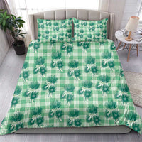 Green Palaka Hawaii Bedding Set Hawaiian Lehua Blossoms