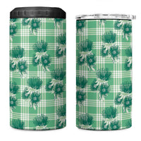 Green Palaka Hawaii 4 in 1 Can Cooler Tumbler Hawaiian Lehua Blossoms
