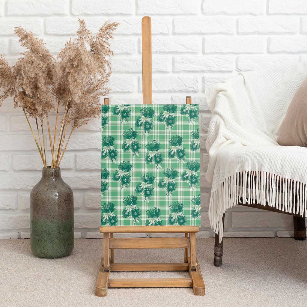 Green Palaka Hawaii Canvas Wall Art Hawaiian Lehua Blossoms