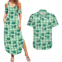 Green Palaka Hawaii Couples Matching Summer Maxi Dress and Hawaiian Shirt Hawaiian Lehua Blossoms LT05 Green - Polynesian Pride