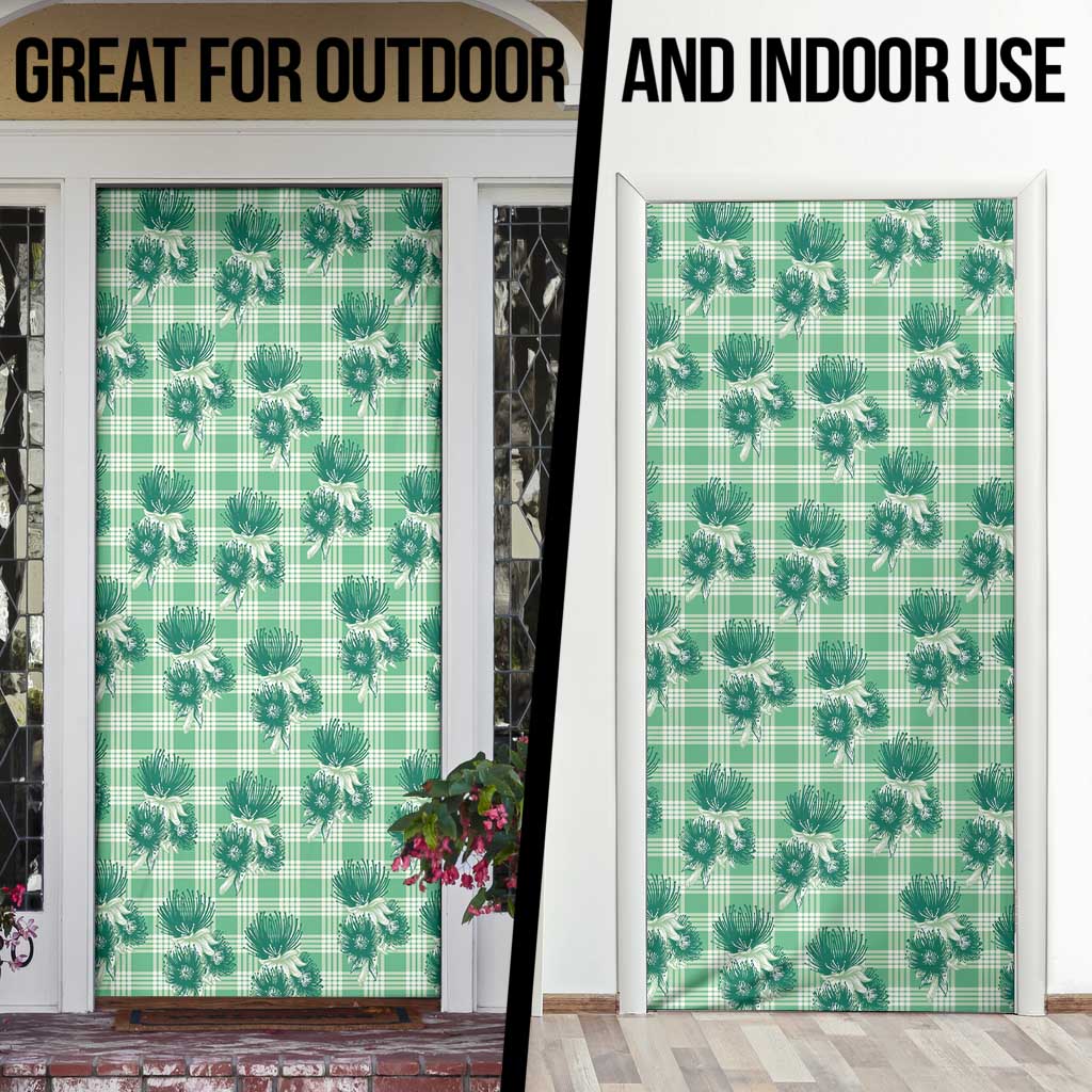 Green Palaka Hawaii Door Cover Hawaiian Lehua Blossoms