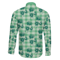 Green Palaka Hawaii Family Matching Off Shoulder Maxi Dress and Hawaiian Shirt Hawaiian Lehua Blossoms LT05 - Polynesian Pride