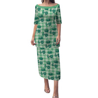 Green Palaka Hawaii Family Matching Puletasi and Hawaiian Shirt Hawaiian Lehua Blossoms LT05 Mom's Dress Green - Polynesian Pride