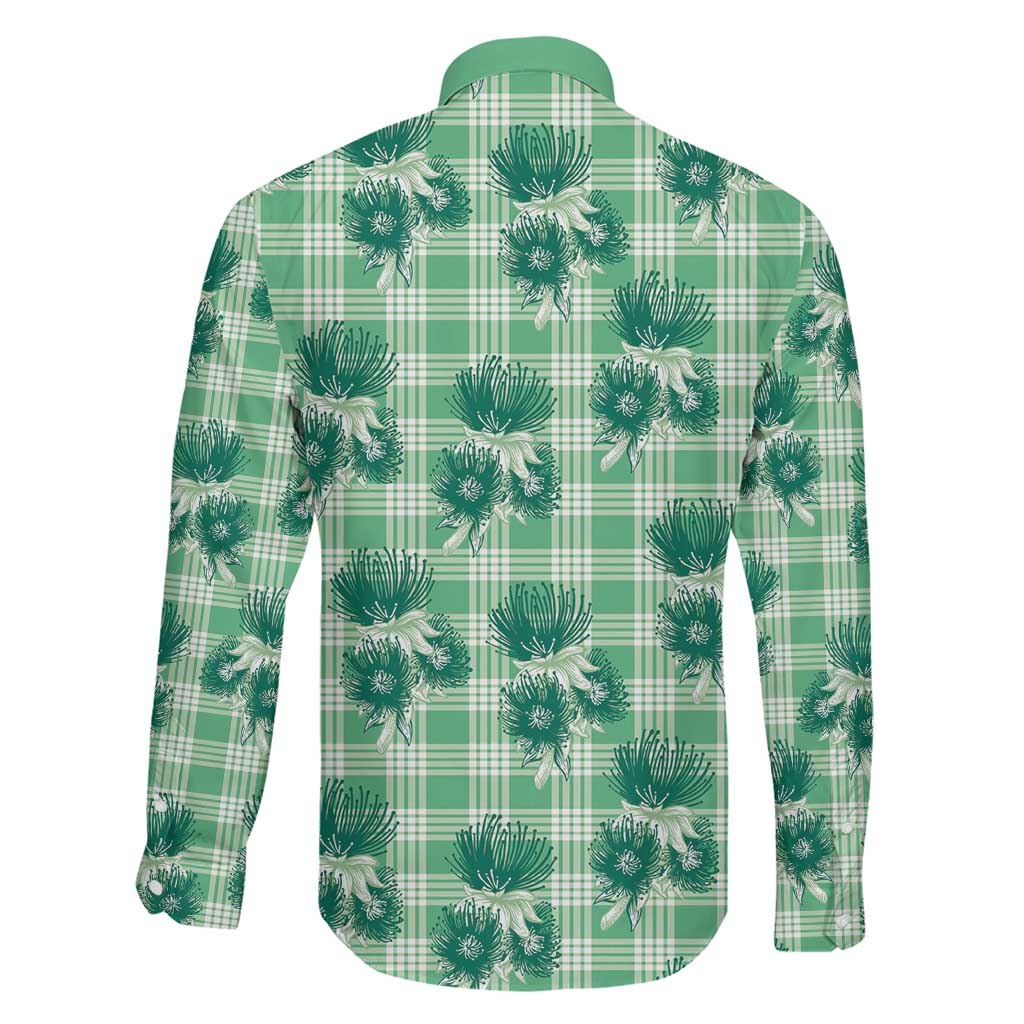 Green Palaka Hawaii Family Matching Summer Maxi Dress and Hawaiian Shirt Hawaiian Lehua Blossoms LT05 - Polynesian Pride