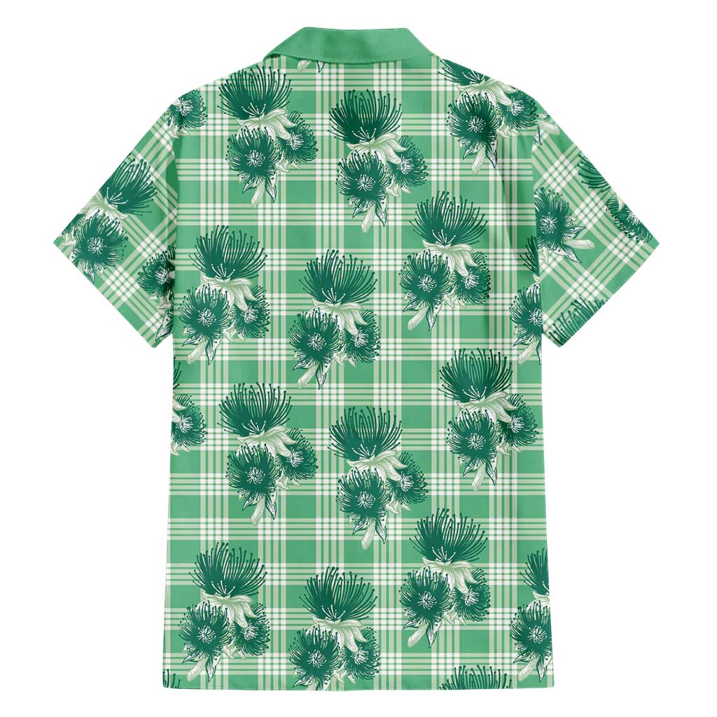 Green Palaka Hawaii Family Matching Tank Maxi Dress and Hawaiian Shirt Hawaiian Lehua Blossoms LT05 - Polynesian Pride