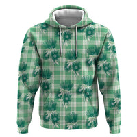 Green Palaka Hawaii Hoodie Hawaiian Lehua Blossoms