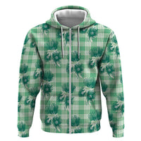Green Palaka Hawaii Hoodie Hawaiian Lehua Blossoms