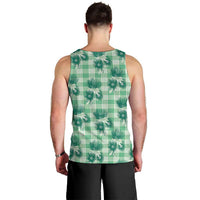 Green Palaka Hawaii Men Tank Top Hawaiian Lehua Blossoms