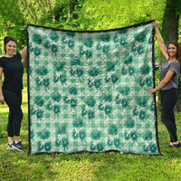 Green Palaka Hawaii Quilt Hawaiian Lehua Blossoms